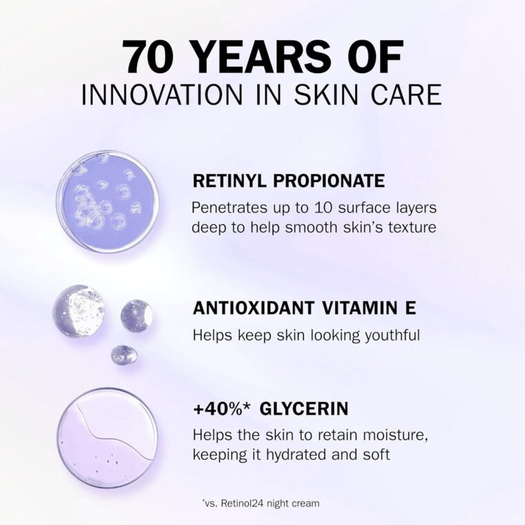Olay Retinol 24 MAX Night Cream Face Moisturiser, Skincare with Antioxidant Vitamin E, 40% Glycerin Overnight Anti Aging Skin Care: Smooths, Renews and Hydrates, 50ml (vs Retinol24 Night Cream) - Image 4