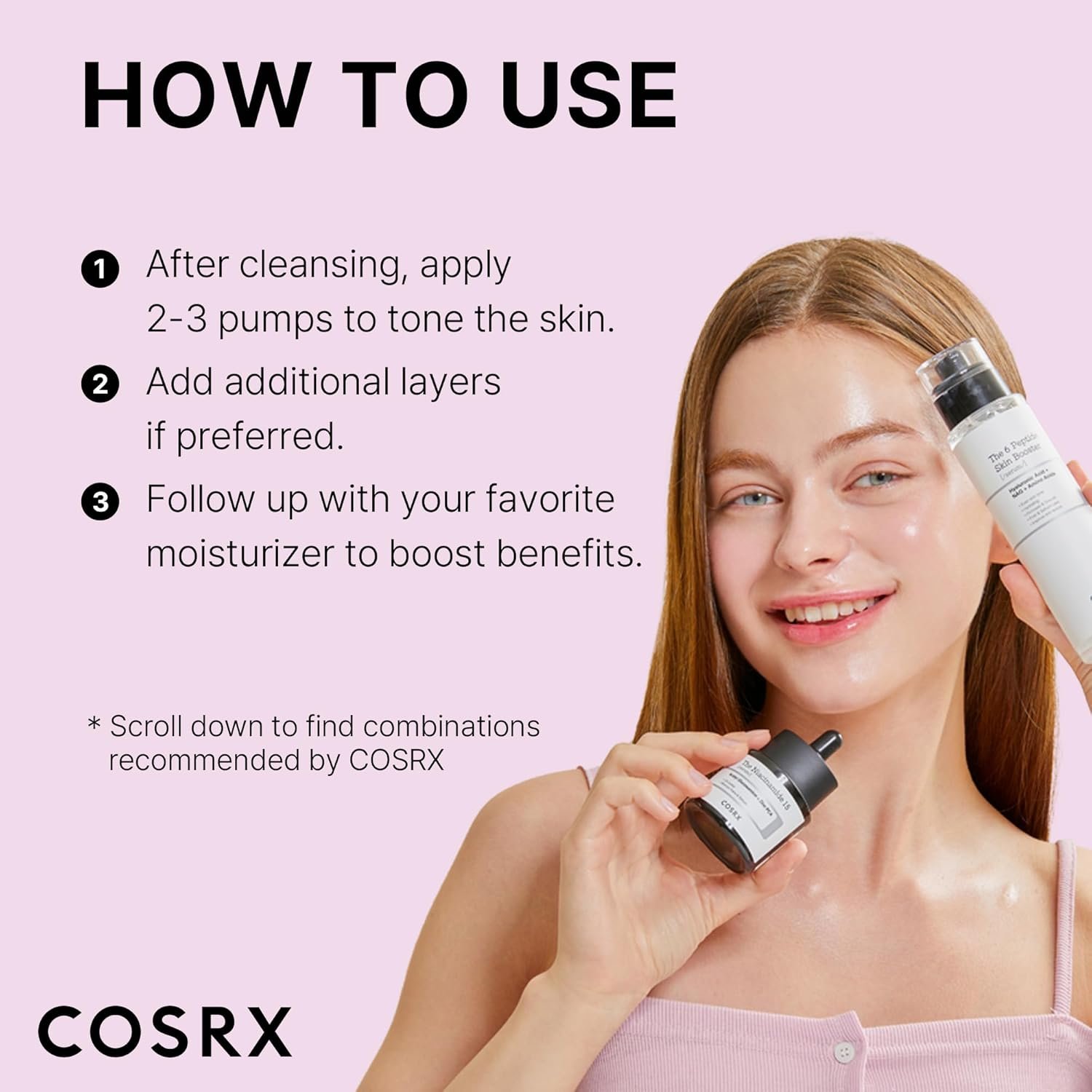 COSRX 6 Peptide Collagen Serum Face Toner with Niacinamide & Hyaluronic Acid, Hydrating & Firming Korean Essence, Anti-Wrinkle & Pore-Tightening Serum For Plump & Even Skin Tone, Korean Skincare 150ml - Image 7
