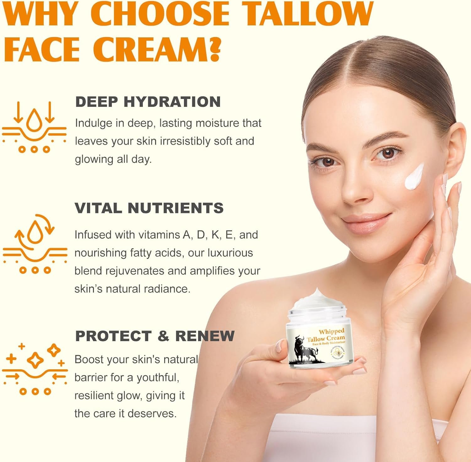 Beef Tallow Skin Care - Tallow and Honey Balm - 100% Grass-Fed Beef Tallow, Honey & Beeswax, Deep Hydration for Dry & Aging Skin, Natural Skin Barrier, Nourishing Moisturizer - Image 9
