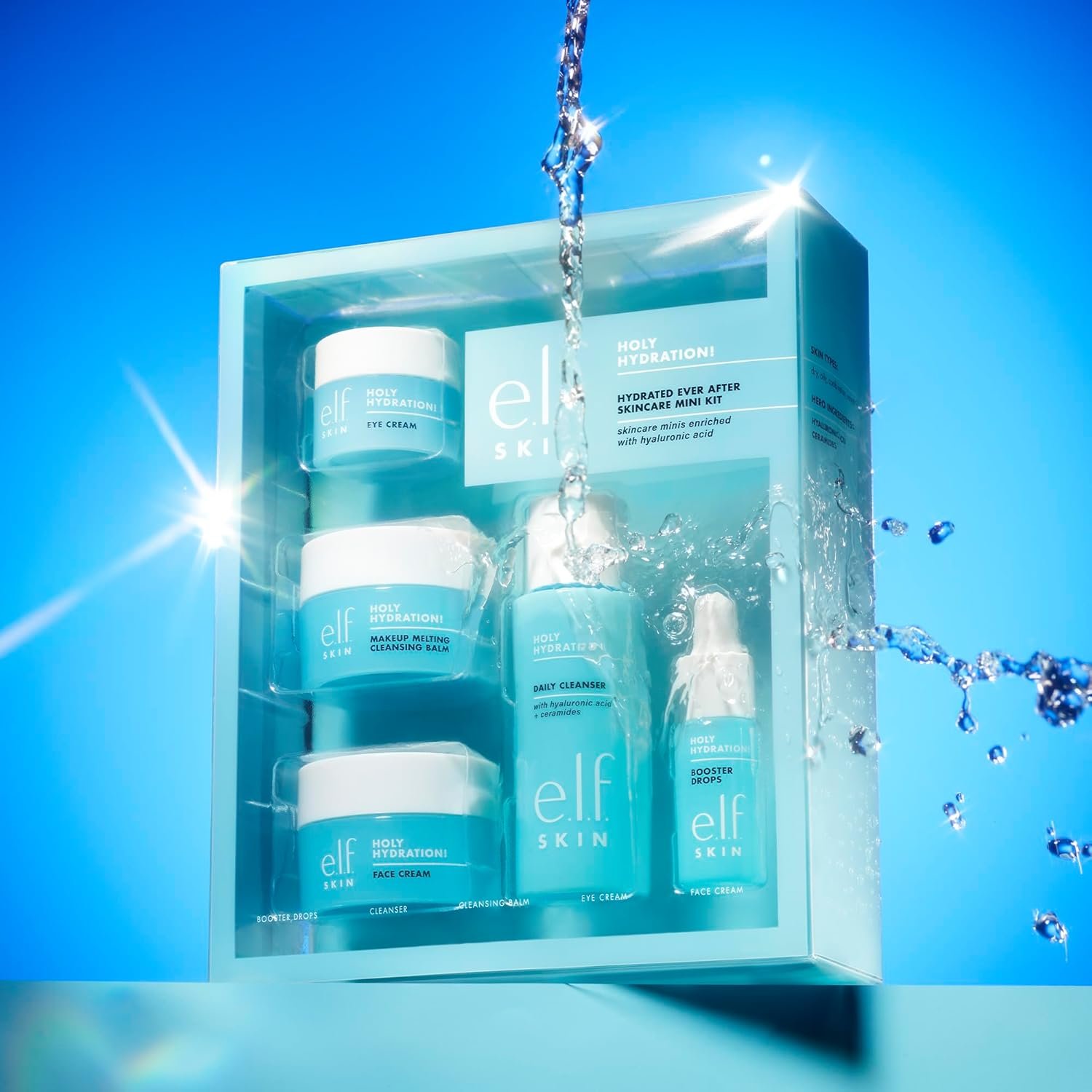 e.l.f. SKIN Hydrated Ever After Skincare Mini Kit, Cleanser, Makeup Remover, Moisturiser & Eye Cream For Hydrating Skin, Airplane-Friendly Sizes - Image 2