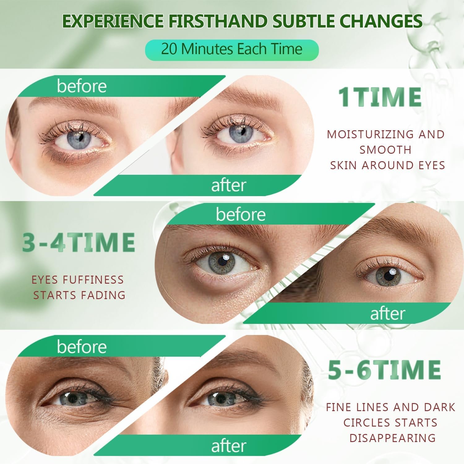 Green Gold Undereye Mask (60 Pcs), Collagen Hydrating Gel Pads, Reduce Puffiness, 30 Pairs Under Eye Patches for Dark Circles Puffy Eyes Treatment, Wrinkle, Women Men Beauty Personal Skin Care Product - Image 5