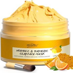 Turmeric Vitamin C Clay Mask Deep Cleansing Face Mask Skin Care Improve Blackheads Acne Dark Spots and Even out skin tone Facial Mask Control Oil and Refining Pores