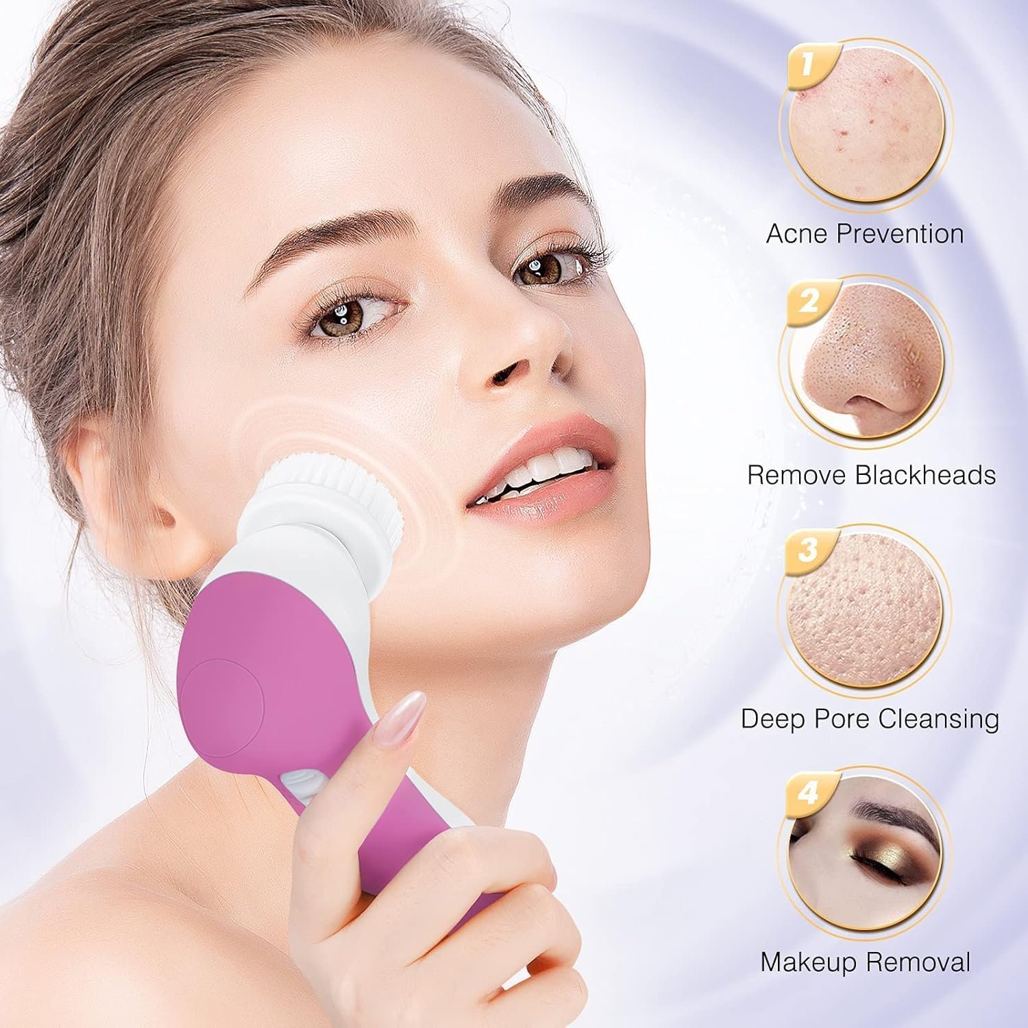COSLUS Facial Spin Brush Face Cleansing: 7 in 1 Electric Exfoliator Spinning Cleanser Device Waterproof Face Gentle Cleanning, Exfoliating, Scrubbing Skin Care for Women Men Teenage Girls Set - Image 5