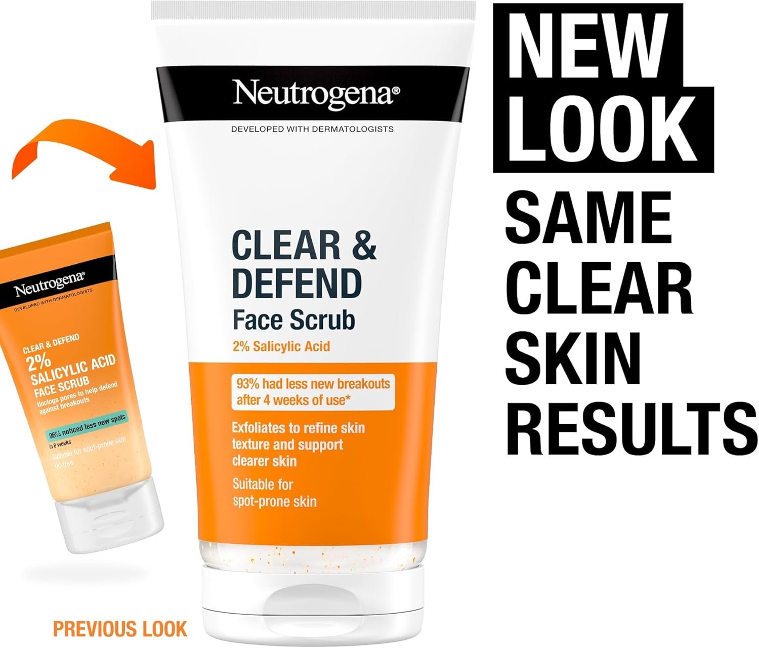 Neutrogena Clear & Defend Facial Scrub (1x 150ml), Oil-Free Face Scrub Suitable for Oily and Spot-Prone Skin, Facial Exfoliator with 2% Salicylic Acid Clinically Proven to Defend Against Breakouts - Image 3