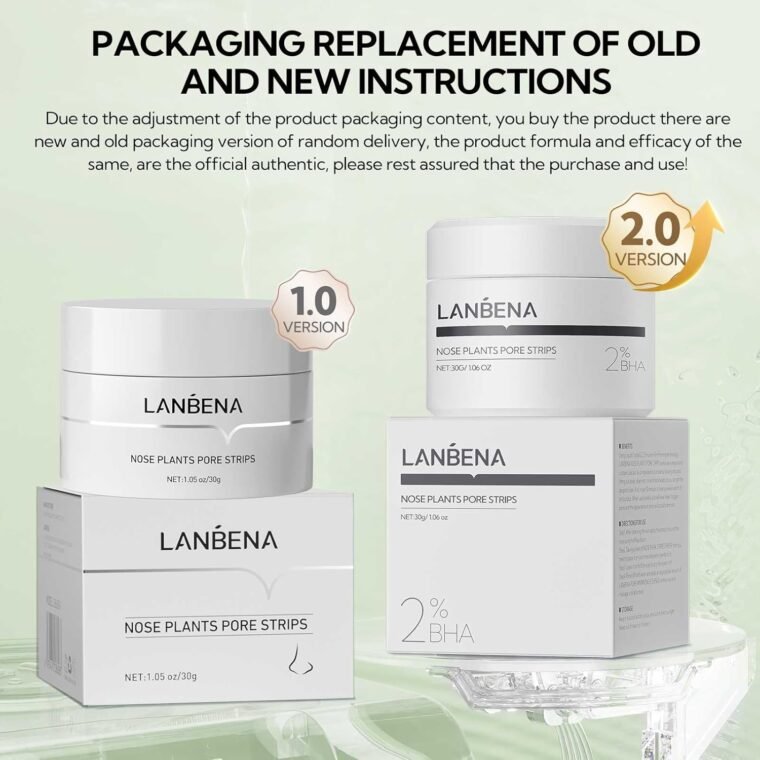 LANBENA Blackhead Mask (30g), 60 Pieces Nose Pore Strips, Note: Cream Goes Dry out/Gunk below 25 Degrees, Place Bottle in Boiling Water to Soften - Image 2