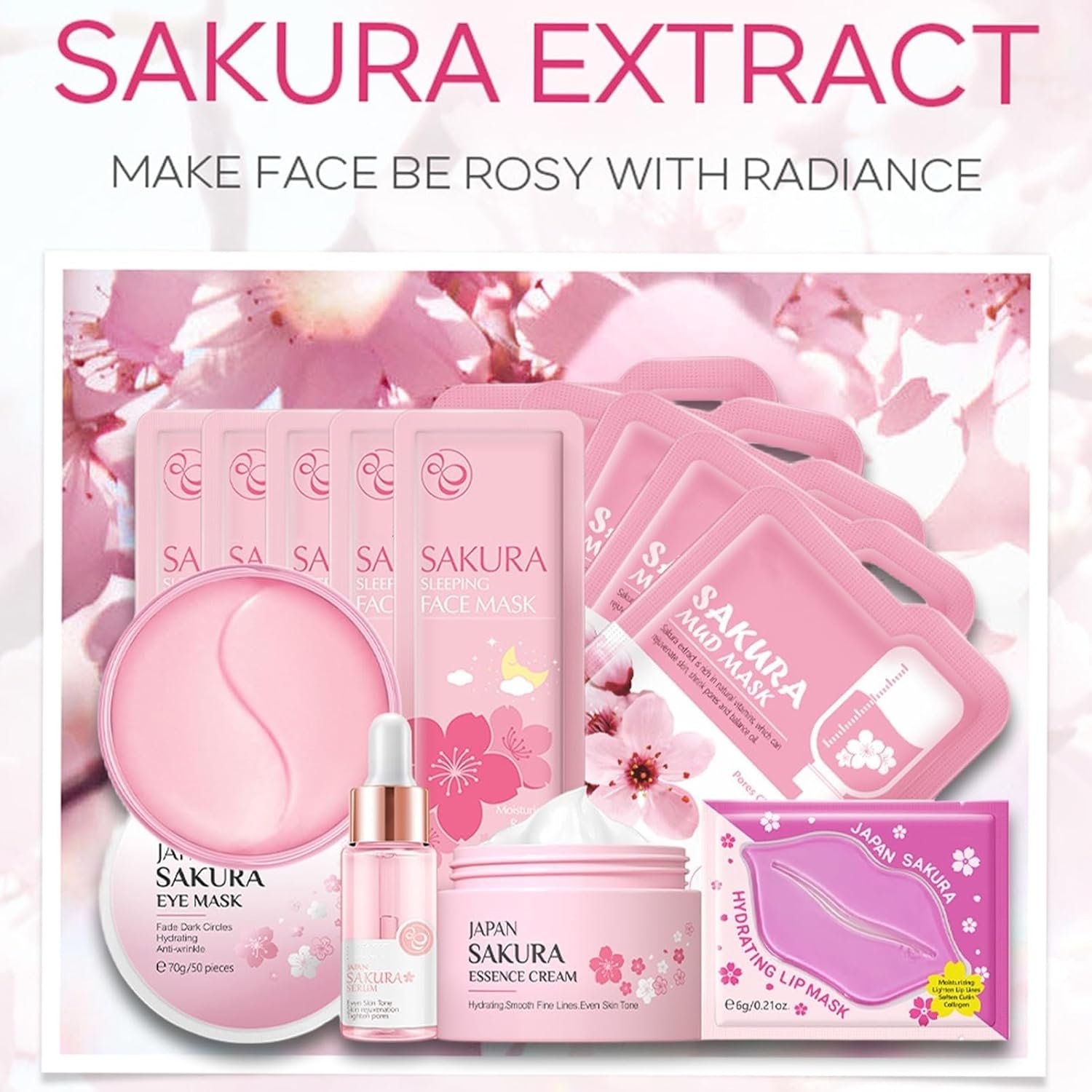Skin Care Sets & Kits For Teenage Girls Gifts, Sakura Pamper Sets For Teenage Girls, Teen Skincare Set For Girls Pamper Set With Serum,Cream,Sleep Mask,Eye Mask (One Size, Sakura-Skin Care Sets) - Image 6