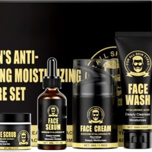 5PCS Men's Anti-Aging Care Set - Mens Skin Care Sets & Kits - Mens Face Cream, Face Wash & Scrub, Eye Cream, Anti Wrinkle Serum- Gifts for Men -Moisturiser For Men Day & Night