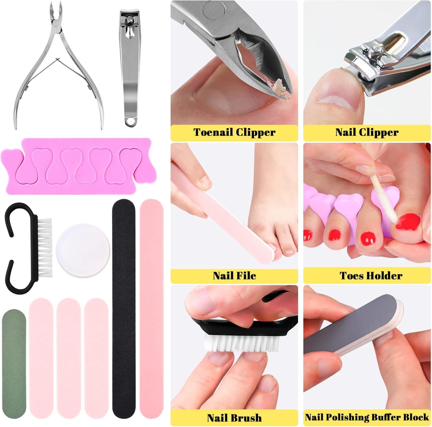 Foot File Pedicure Set, 30 in 1 Foot Files Foot Care Scrubber Kit Hard Skin Remover Feet Scrub for Women Men Salon or Home(Black) - Image 5