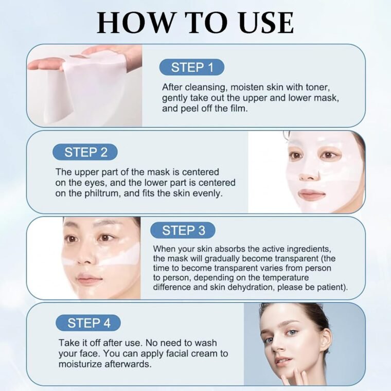 Collagen Face Mask, Collagen Deep Mask, Overnight Face Mask- Collagen Mask Hydrating Face Mask Sheet Mask - Face Masks Skincare Face Pack Anti Aging Face Mask Set (8) - Image 7