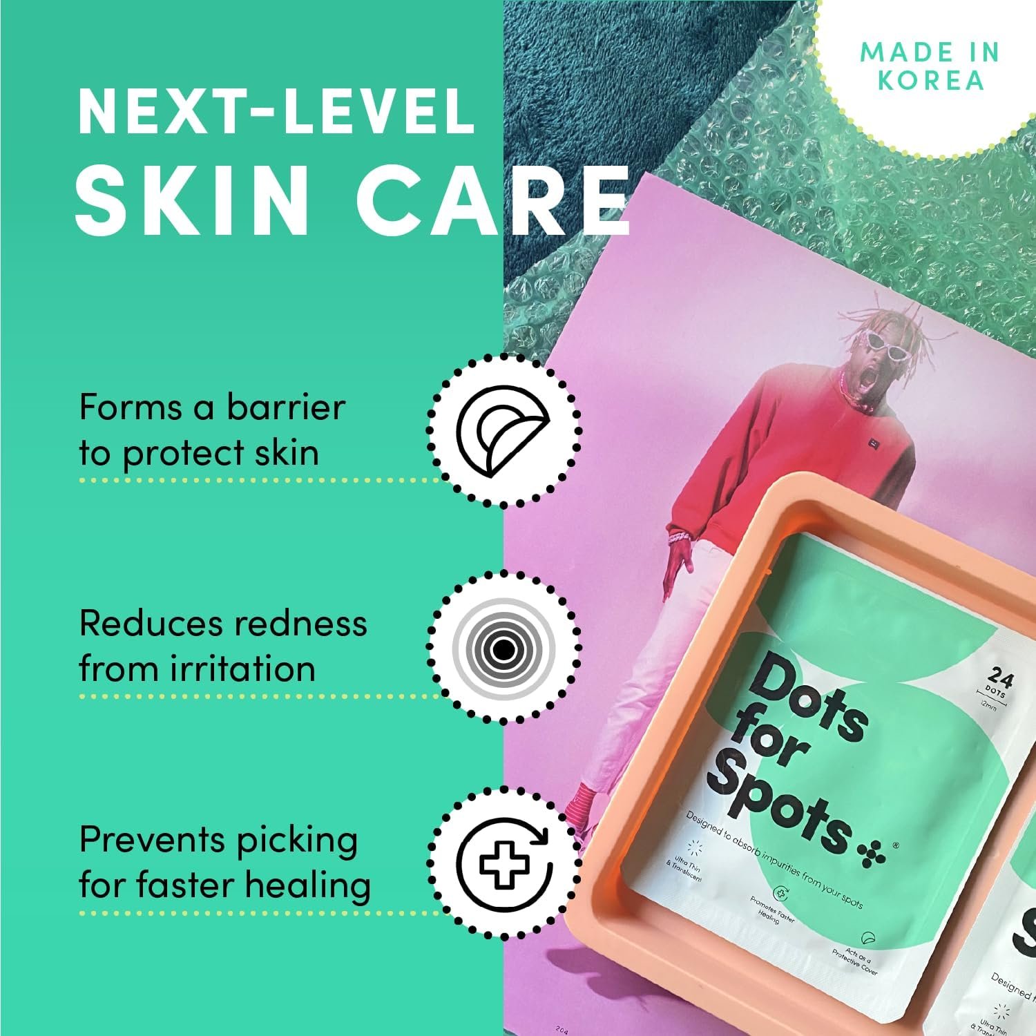 Dots for Spots Pimple Patches - Pack of 24 Translucent Hydrocolloid Spot Treatment Stickers for Face - Fast-Acting, Vegan & Cruelty Free - Korean Skin Care - Image 4