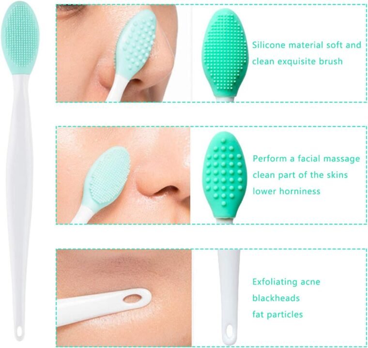 OBSCYON 4 Pcs Manual Silicone Face Scrubber Facial Cleansing Brush,1 Pcs Silicone Exfoliating Lip Brush Nose Cleaning and 1 Pcs Face Mask Brush for Facial Skin Care - Image 3
