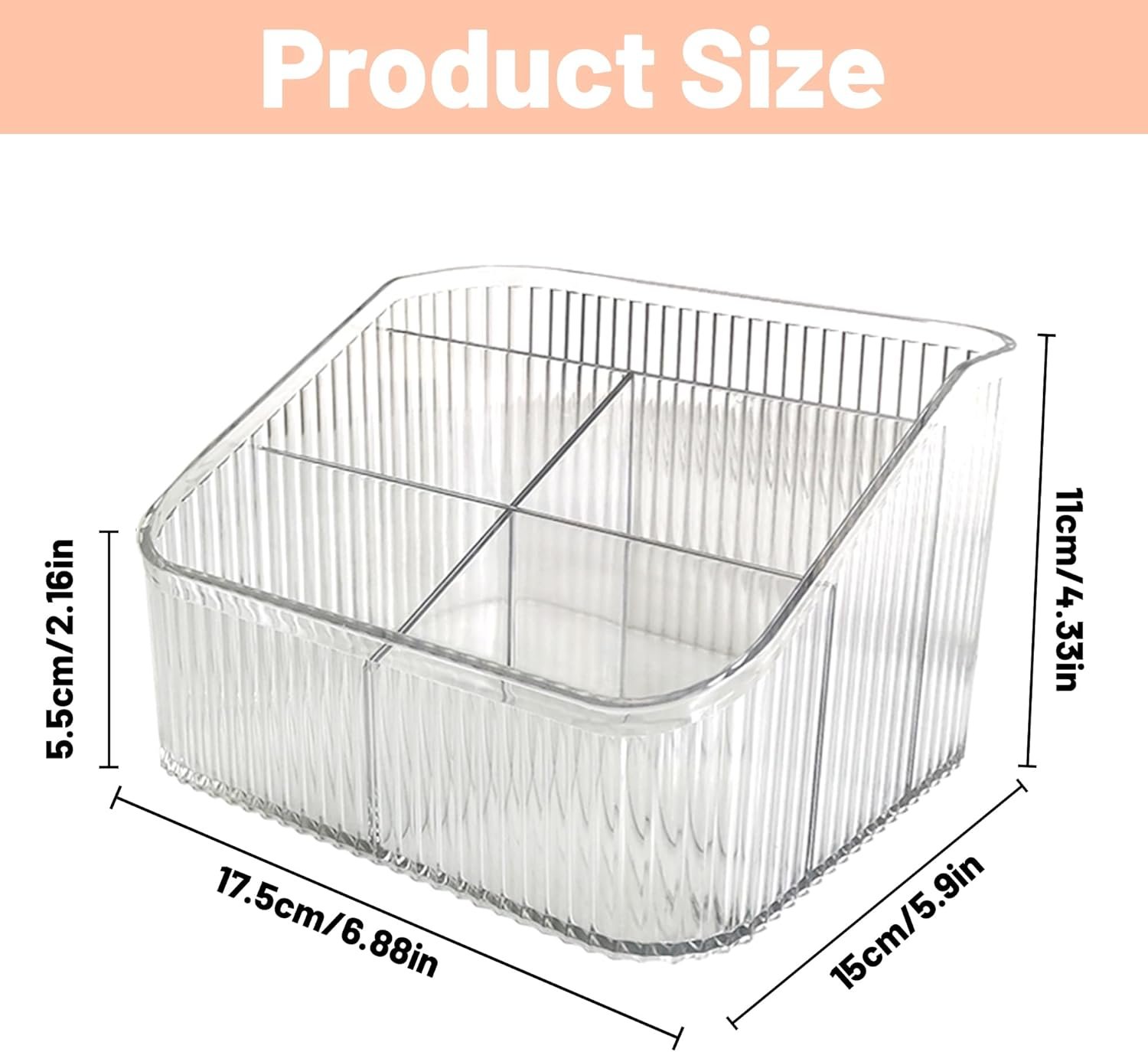 Homeanda Makeup Organiser Storage Compartments, Skin Care Cosmetic Organiser, Makeup Organiser and Storage(transparent) - Image 2