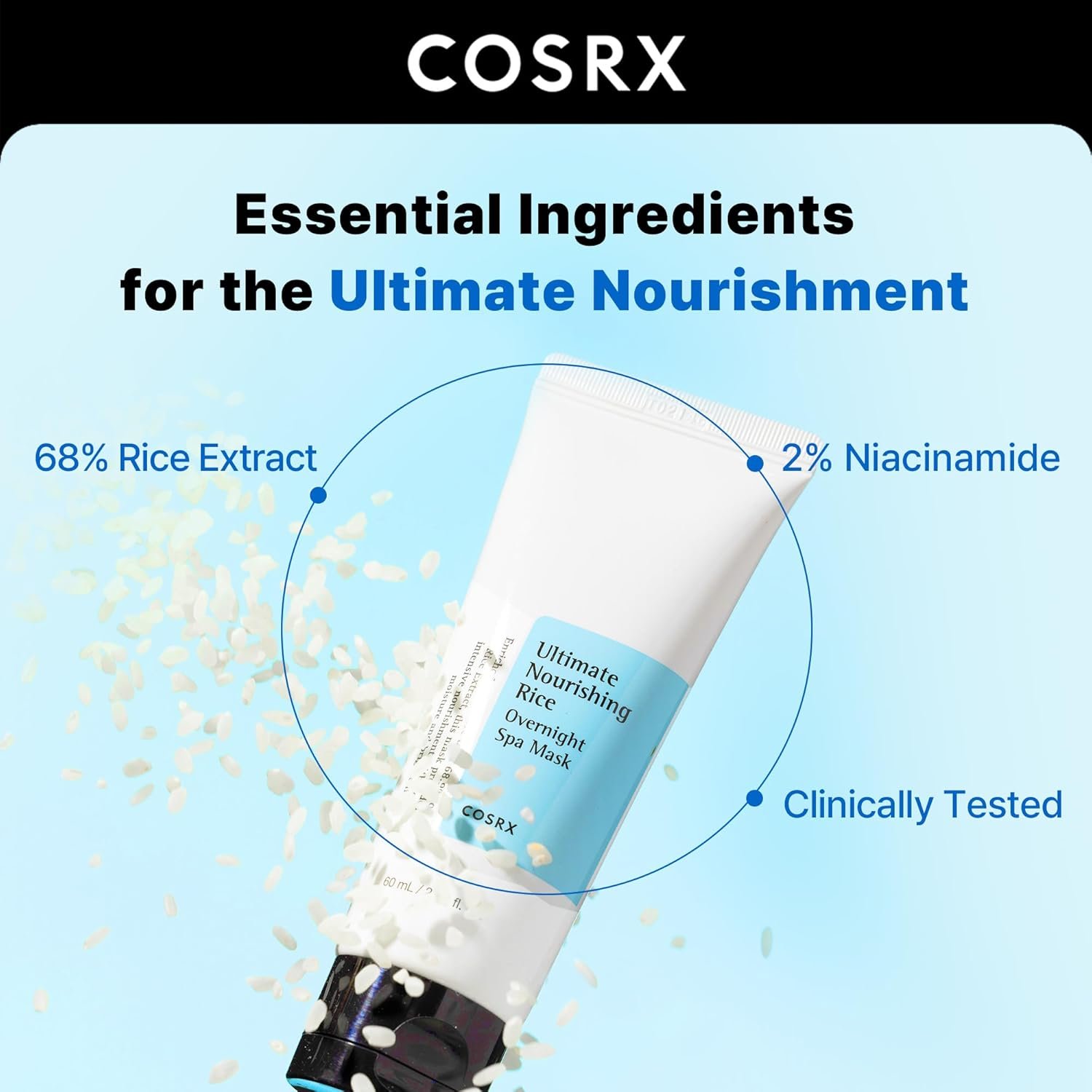 COSRX Ultimate Nourishing Rice Overnight Spa Mask, 60ml | Facial Moisturizer with Rice Extract and Niacinamide | Leave-on Face Mask | Korean Skincare - Image 2