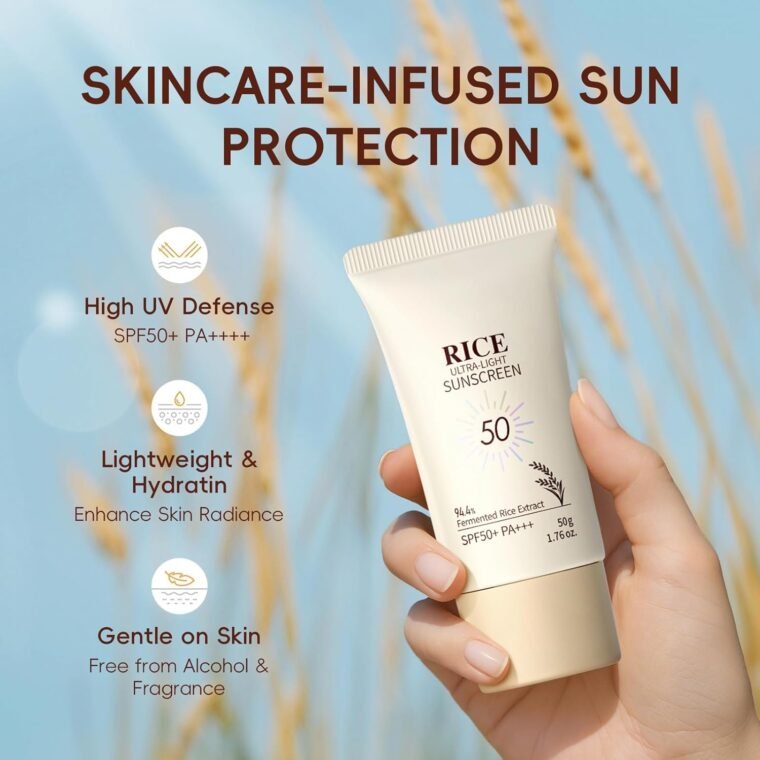 Rice Skin Care Set - 6 Piece Pamper Gifts For Women: Rice Milky Toner, Cleanser, Glow Serum, Face Cream, Eye Cream, Sunscreen SPF 50+ - Radiant Glow, Sensitive Skin Relief & Even Tone, Korean Skincare - Image 8