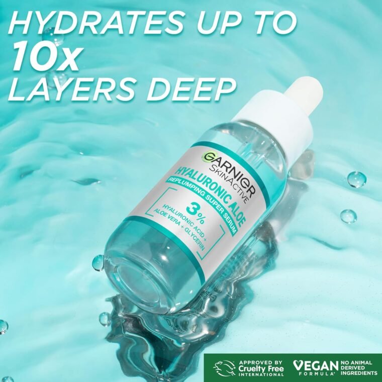 Garnier SkinActive Hyaluronic Acid Super Serum, Replumps & Hydrates, Strengthens Skin Barrier, With 3% Hyaluronic Acid, Aloe Vera & Glycerin, 30ml - Image 3