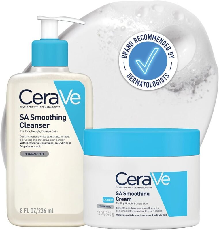 CeraVe SA Smoothing Routine: Cleanse and Moisturise Duo For Rough and Bumpy Skin, For use on Face and Body, Cleanser 236 ml and Cream 340 g