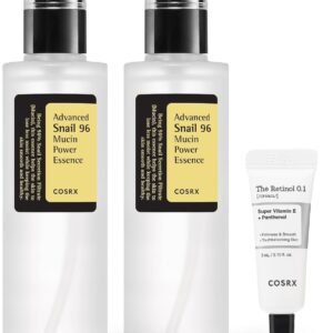 COSRX Glass Skin Starter Set, Amazon Exclusive, Advanced Snail 96% Mucin Power Essence & Retinol 0.1% Cream Mini Sample, Daily Hydrating & Firming Korean Skin Care Kit, Gift Set