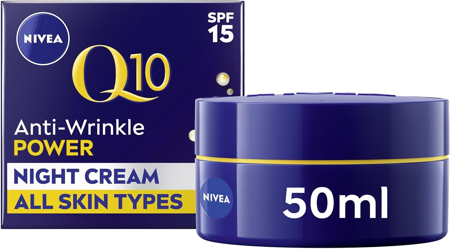NIVEA Q10 Anti-Wrinkle Power Firming Night Cream (50ml), Hydrating Night Moisturiser to Reduce Lines and Wrinkles, Night Cream for Firmer Skin in 7 Days