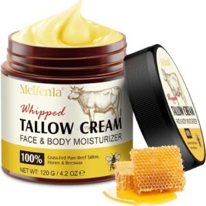 Whipped Beef Tallow Skin Care - Tallow Face Cream - Beef Tallow Moisturiser,Tallow and Honey Balm,Deeply Nourishing for Face & Body 120g