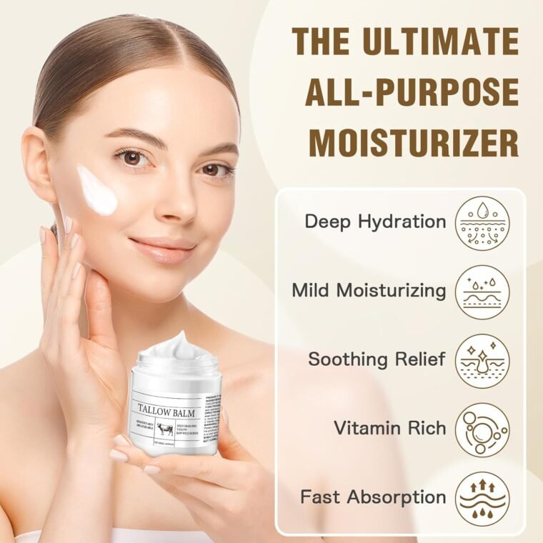 Beef Tallow Skin Care 120g, Tallow Face Cream Grass-Fed Tallow And Honey Balm Natural Beef Tallow Honey Balm, Deeply Nourishing For Face & Body, Natural Skin Care (White, 1PC) - Image 3