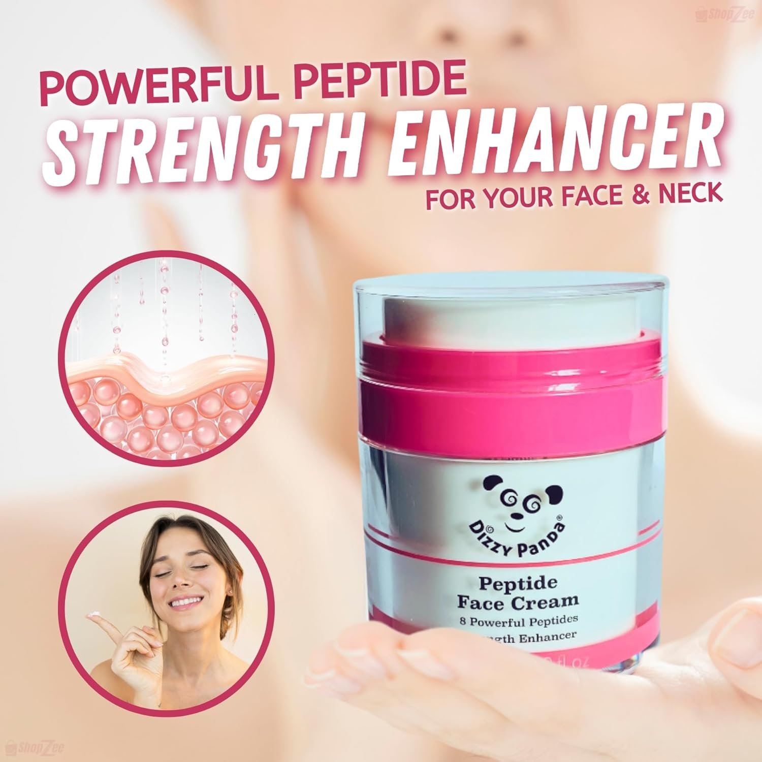 Dizzy Panda Complete Skincare Bundle with ShopZee Exfoliating Bath Gloves - Crystal Glow Cleanser 100ml, Brightening Toner 145ml, Peptide Face Cream 50ml, Soft Glow Gel Lotion 50ml (Skincare Set) - Image 4