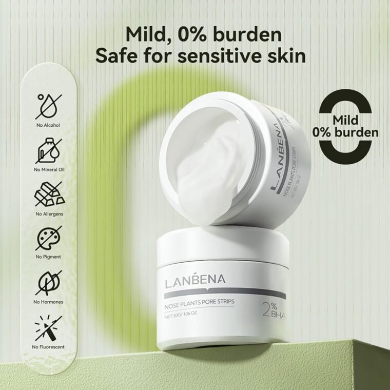 LANBENA Blackhead Mask (30g), 60 Pieces Nose Pore Strips, Note: Cream Goes Dry out/Gunk below 25 Degrees, Place Bottle in Boiling Water to Soften - Image 8