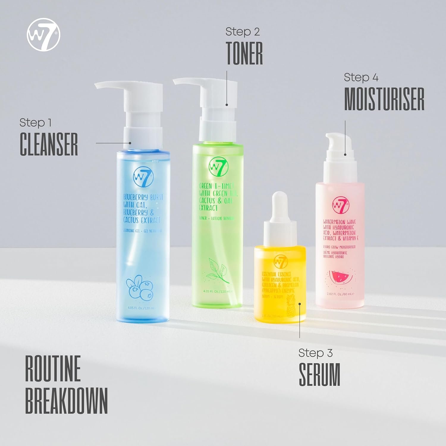 W7 Skin Refresh Skincare Set | Face Cleanser, Toner, Serum & Moisturiser | Hydrating & Glow Boosting Routine | Full Size, Long Lasting Products to Use at Home - Image 7