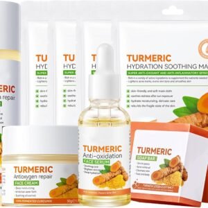 Skincare Set for Teenage Girls - Turmeric Skin Care Sets & kits - Gifts for Her - Pamper Skincare Set - Women Gift Sets with Face Soap-Face Serum-Face Cream-Toner-Mask*4