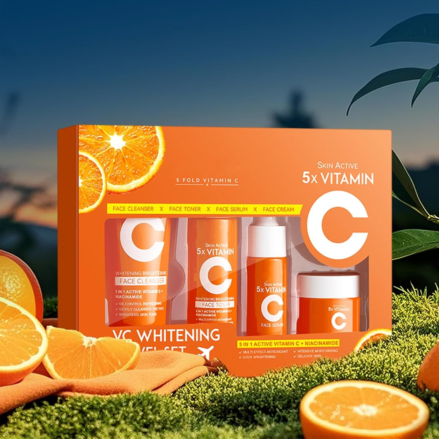 Vitamin C Skincare Set,Skin Care Sets & Kits for Pamper Teenage Girls Gifts,Facial Kit with Cleanser, Toner, Serum & Face Cream,Birthday, Travel Kit for All Skin Types - Image 7