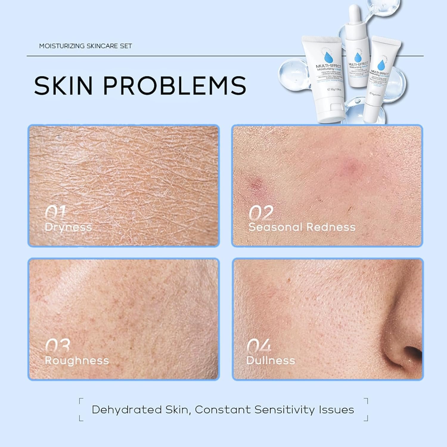 Multi-Effect Moisturizing Skincare Set, Hyaluronic Acid Hydrating Skin Care Sets & Kits, Pamper Sets for Women Gifts, Travel Facial Kit with Serum,Eye Cream,Moisturizer, All Skin Types - Image 4