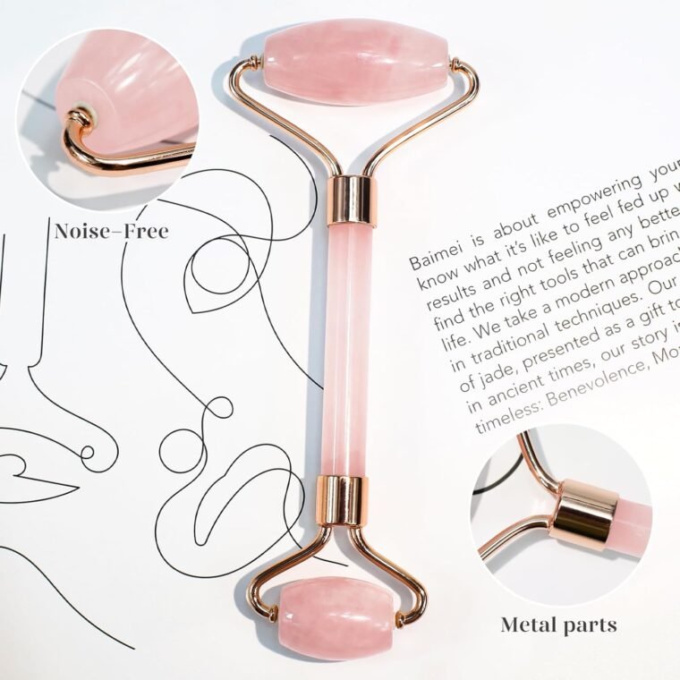 BAIMEI Gua Sha & Jade Roller,Guasha Tool face, Self Care Gift for Women and Men, Massager for Face, Eyes, Neck Care, Skin Care Gifts - Rose Quartz - Image 2