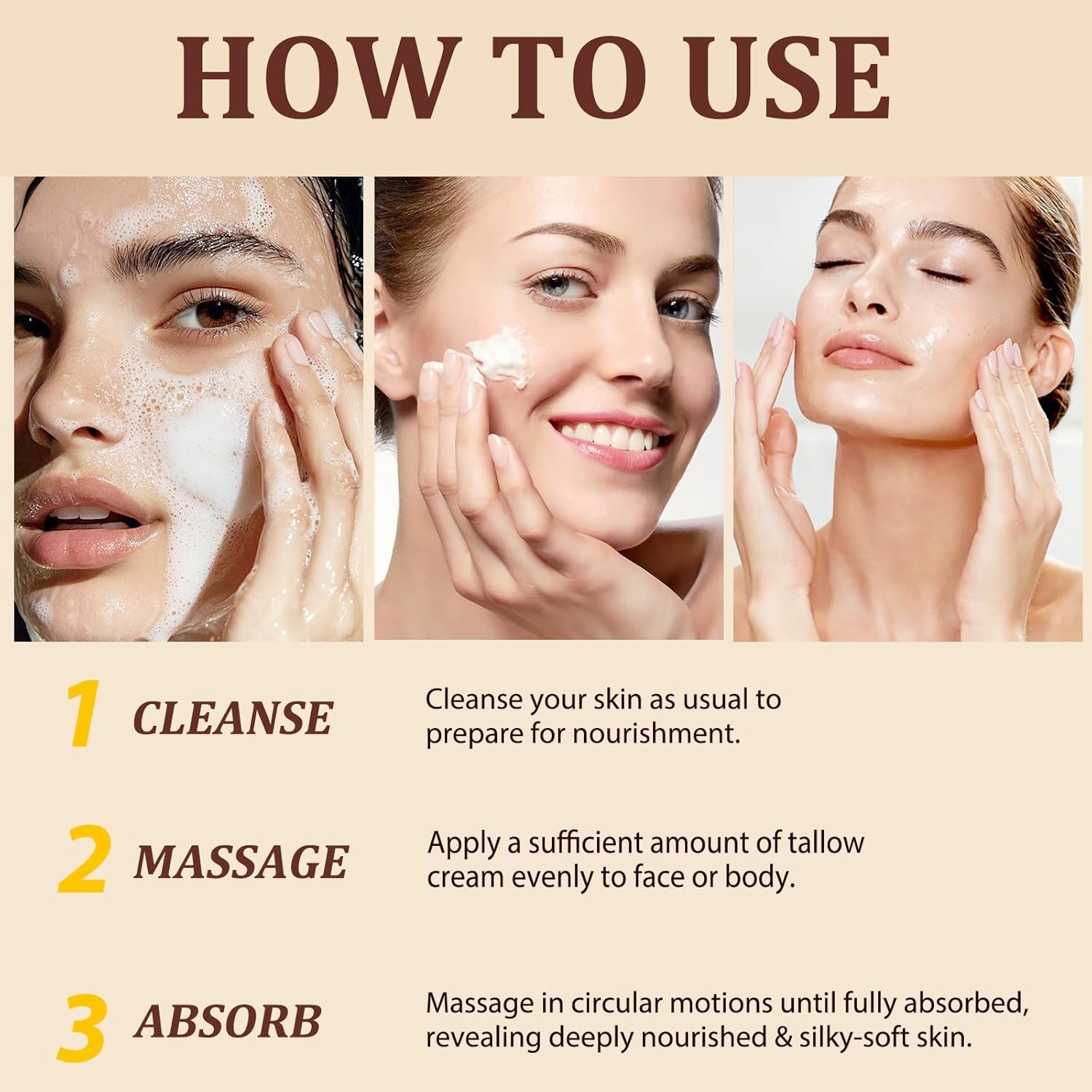 Beef Tallow Skin Care, Tallow Face Cream(120g), Grass Fed Beef Tallow Moisturizer, Deeply Nourishing, for Face Body Dry Skin - Image 7