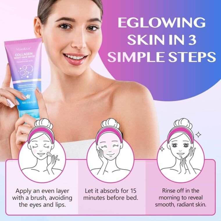Collagen Night Wrapping Mask,Collagene Mask,Collagen Overnight Wrapping Peel Off Facial Mask,Deep Hydration,Fade Wrinkle & Improves Skin Elasticity,Reduces Sagging & Dullness for Glowing Skin - Image 7