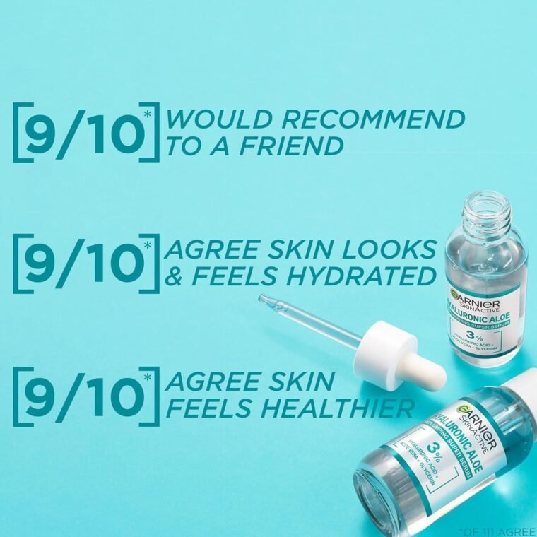 Garnier SkinActive Hyaluronic Acid Super Serum, Replumps & Hydrates, Strengthens Skin Barrier, With 3% Hyaluronic Acid, Aloe Vera & Glycerin, 30ml - Image 4