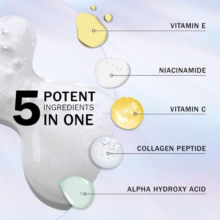 Olay Super Serum 5-in-1 Benefits, Hydrating Face Serum 50 ml, With Vitamin C, Niacinamide, Collagen Peptides & Vitamin E, Glowing, Firmer and Smoother Skin, Lightweight Formula - Image 5