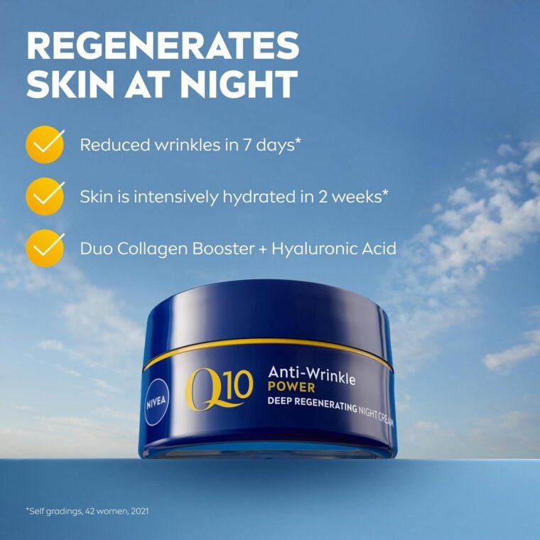 NIVEA Q10 Anti-Wrinkle Power Firming Night Cream (50ml), Hydrating Night Moisturiser to Reduce Lines and Wrinkles, Night Cream for Firmer Skin in 7 Days - Image 2