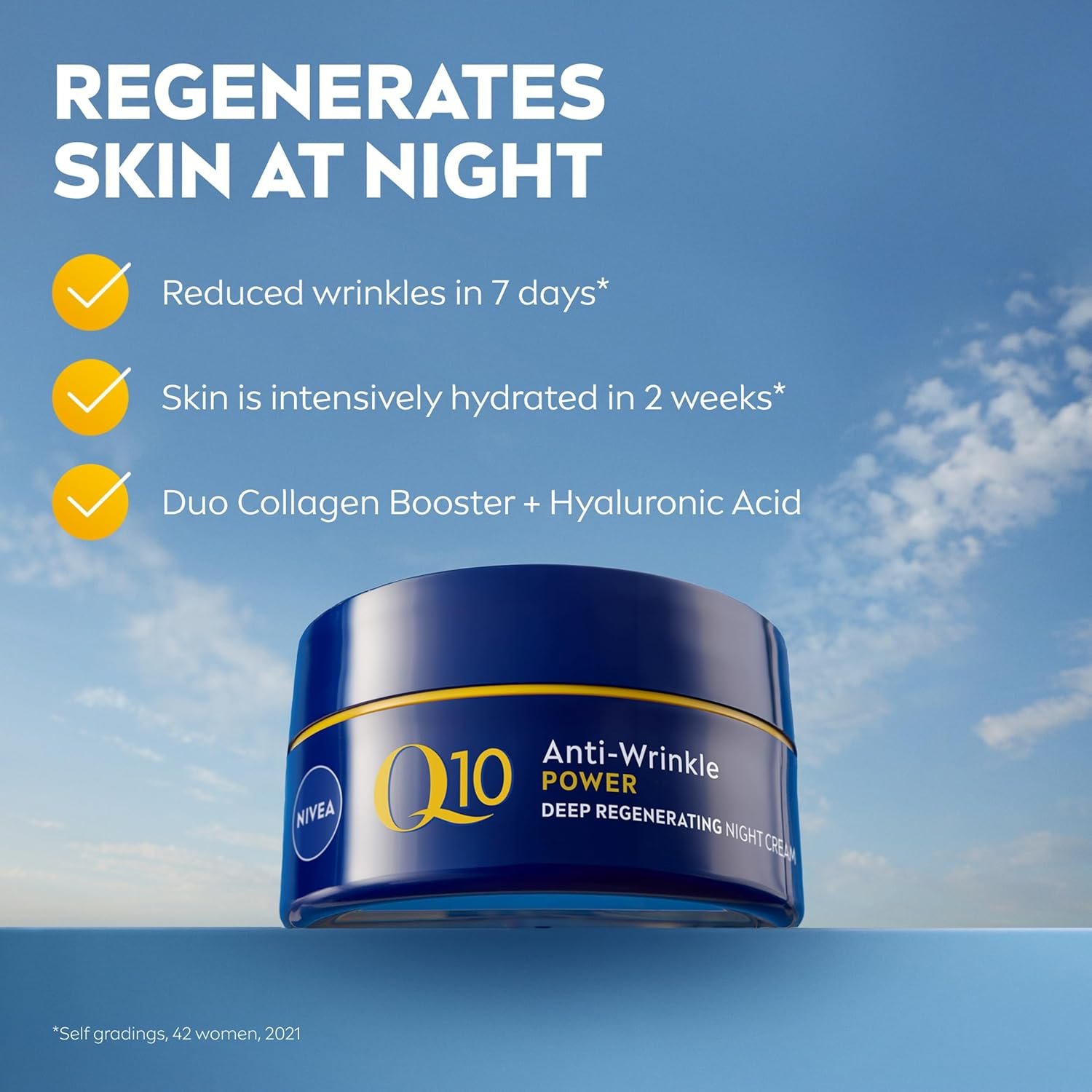 NIVEA Q10 Anti-Wrinkle Power Firming Night Cream (50ml), Hydrating Night Moisturiser to Reduce Lines and Wrinkles, Night Cream for Firmer Skin in 7 Days - Image 2