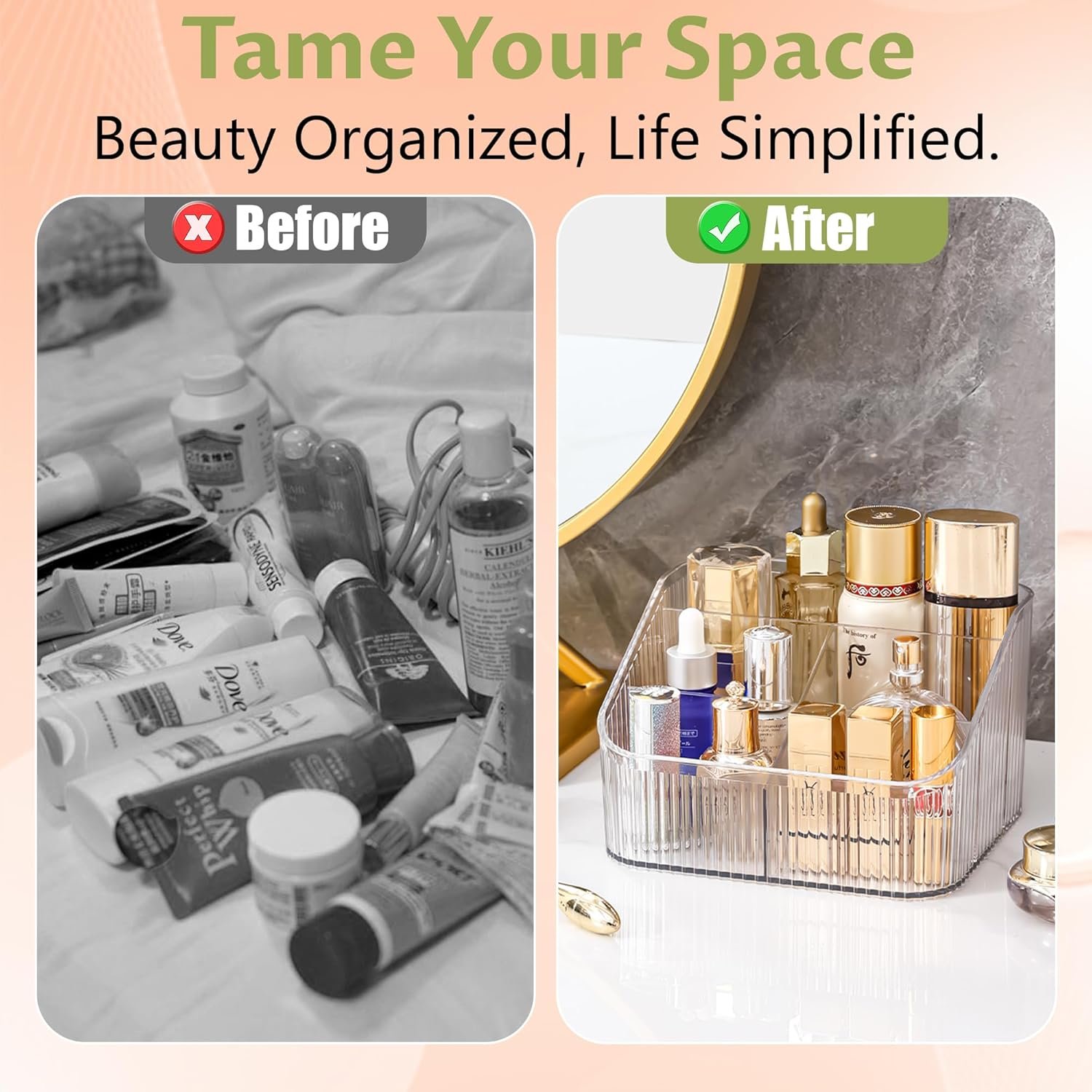 Homeanda Makeup Organiser Storage Compartments, Skin Care Cosmetic Organiser, Makeup Organiser and Storage(transparent) - Image 3