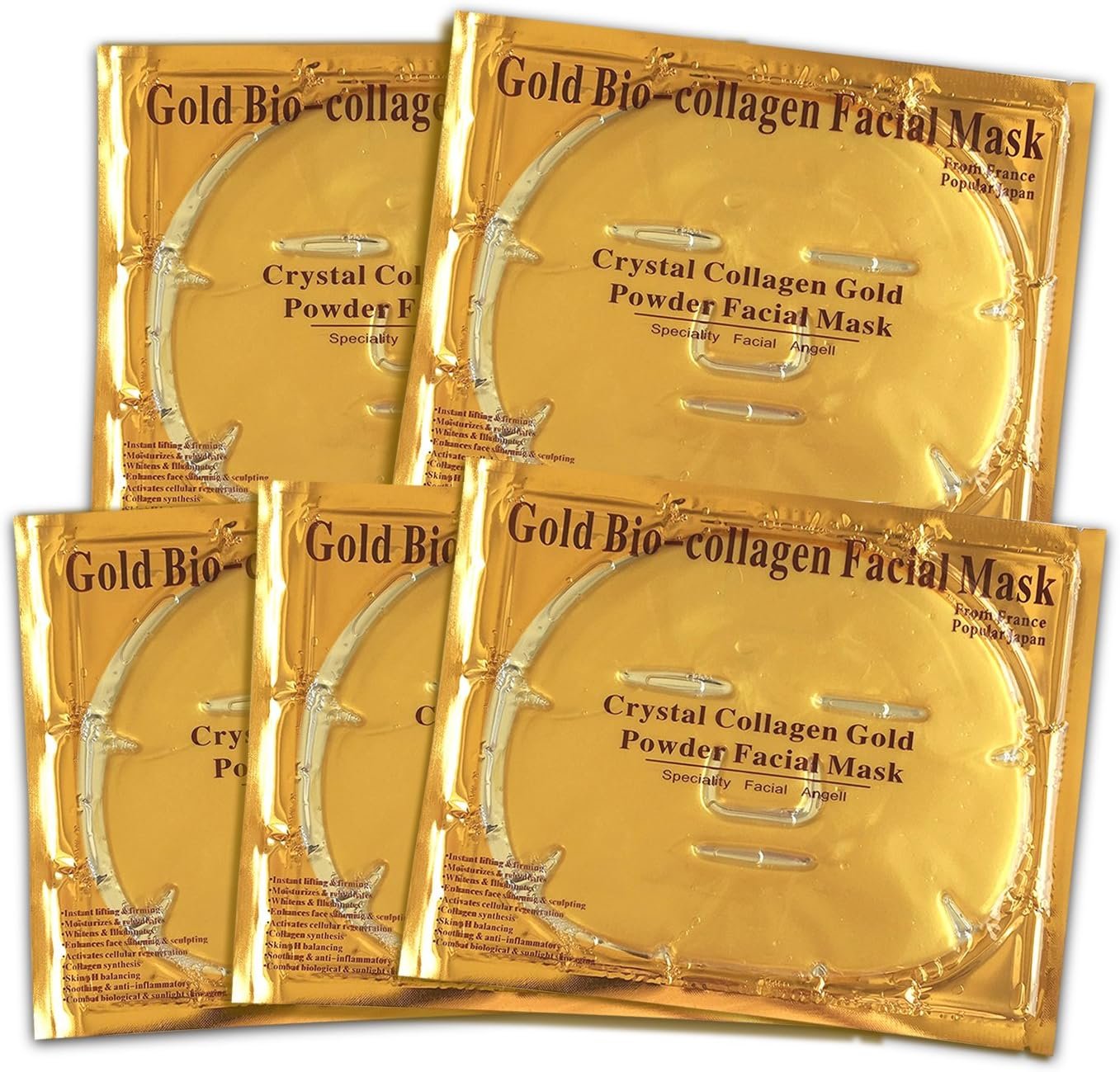 24K Gold Bio Collagen Crystal Face Mask + Eye Mask + Lip Mask, Anti ageing Skin Care (5pairs/set) - Image 5