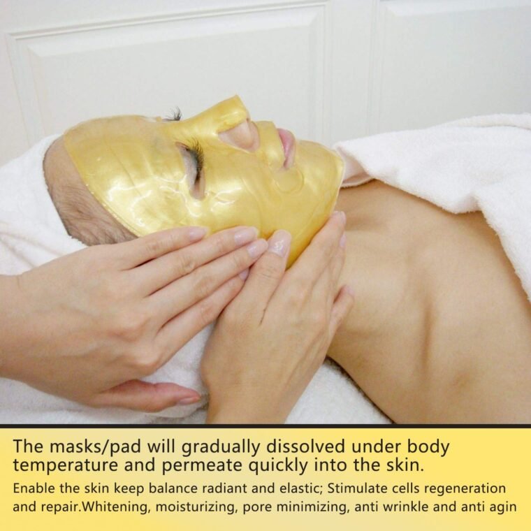24K Gold Bio Collagen Crystal Face Mask + Eye Mask + Lip Mask, Anti ageing Skin Care (5pairs/set) - Image 2
