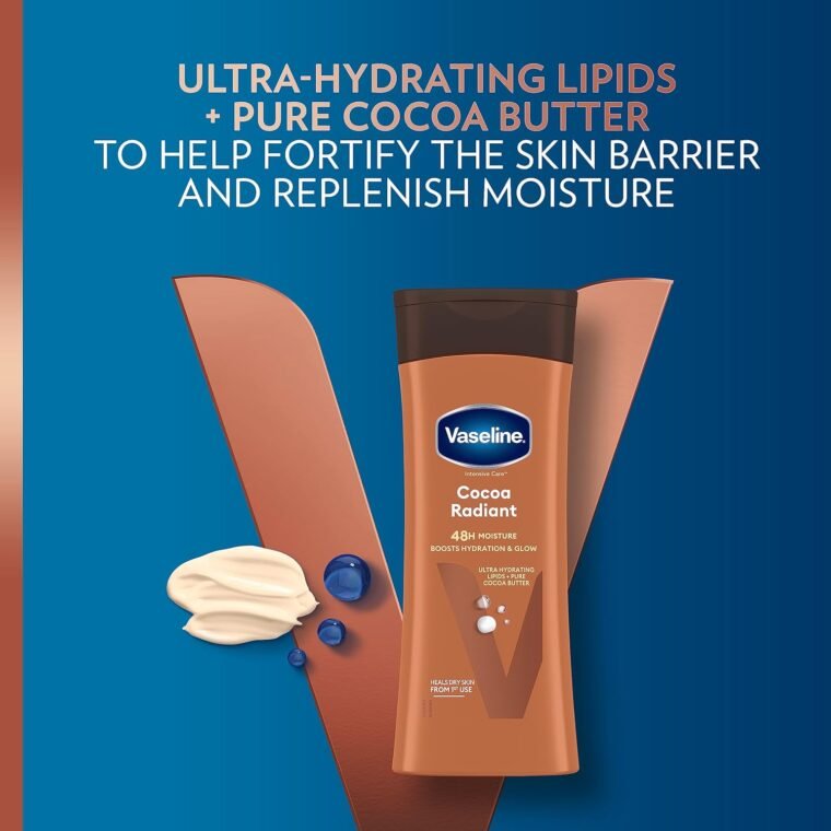 Vaseline Intensive Care Cocoa Radiant Body Lotion with ultra-hydrating lipids and pure cocoa butter for dry skin 200 ml - Image 3