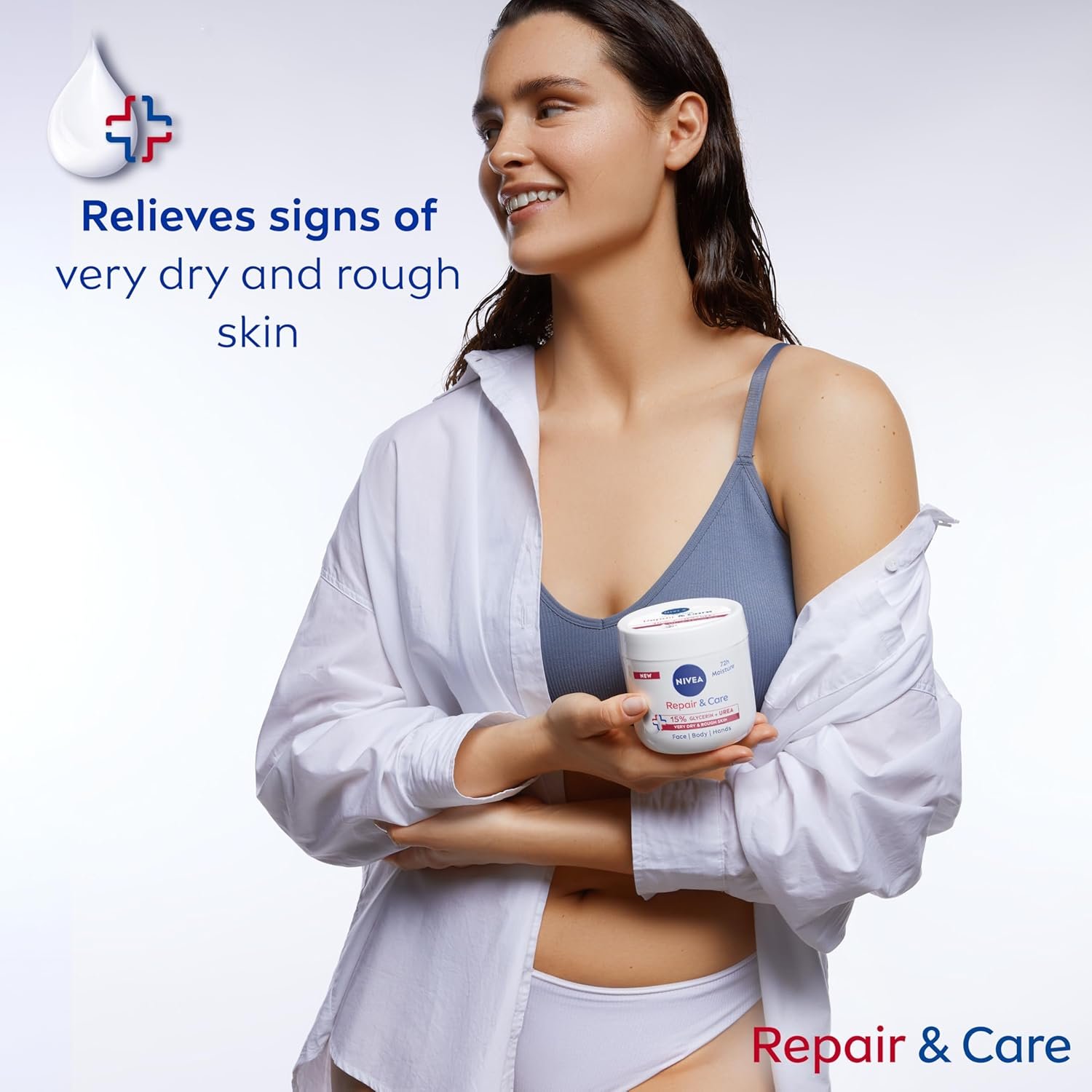 NIVEA Repair + Care Urea Moisturising Cream Jar (400ml), Rich and Hydrating Body Cream, Moisturises Dry Skin With Urea and Glycerine for 72H, Ideal for Body, Hand and Face - Image 3