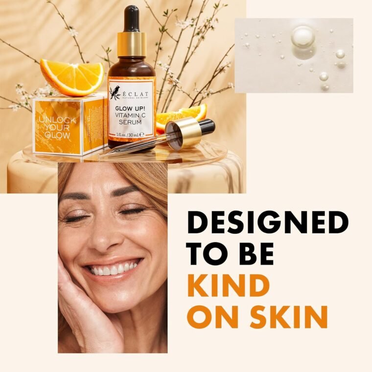 Eclat Skincare Glow Up Vitamin C Serum - Vitamin C Serum for Face with Hyaluronic Acid, Ferulic Acid & Vit E - Skin Brightening Face Care - Anti Aging, Hydrating & Dark Spot Lightening 30ml - Image 5