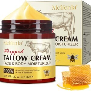 Beef Tallow Skin Care, Beef Tallow and Honey Cream 120g, Beef Tallow Moisturizer, Natural Organic Grass - Fed Whipped Beef Tallow and Honey Balm - Deeply Moisturizing for Face & Body, Softens Dry