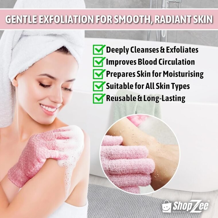 Dizzy Panda Complete Skincare Bundle with ShopZee Exfoliating Bath Gloves - Crystal Glow Cleanser 100ml, Brightening Toner 145ml, Peptide Face Cream 50ml, Soft Glow Gel Lotion 50ml (Skincare Set) - Image 8