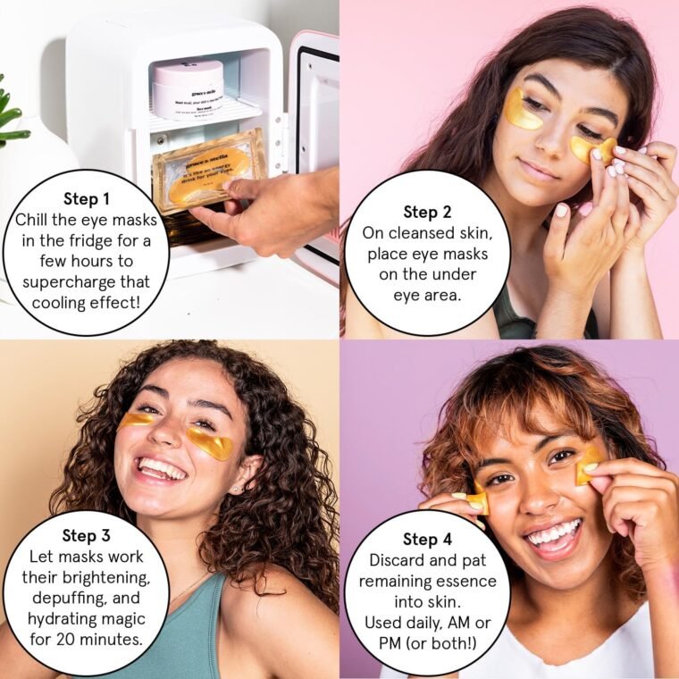 Under Eye Mask - Reduce Dark Circles, Puffy Eyes, Undereye Bags, Wrinkles - Gel Under Eye Patches, Vegan Cruelty-Free Self Care by grace and stella (24 Pairs, Gold) - Image 5