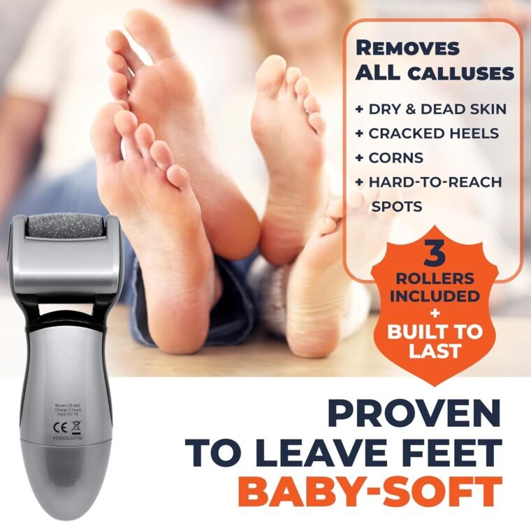 Electric Hard Skin Remover for Men by Own Harmony: USA's Best Rated Callus Remover- Rechargeable Pedicure Tools w 3 Coarse Rollers, Velvet-Smooth Foot Care Professional Spa Pedi Feet File (USB Cord) - Image 3