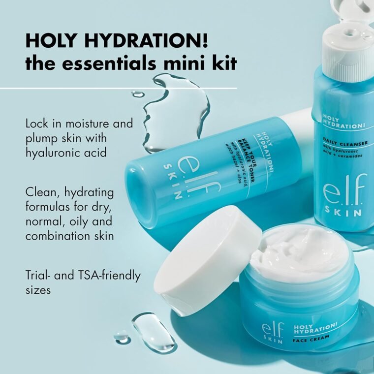 e.l.f. SKIN Holy Hydration! The Essentials Mini Kit, Cleanser, Toner & Moisturiser For Hydrated & Balanced Skin. - Image 3