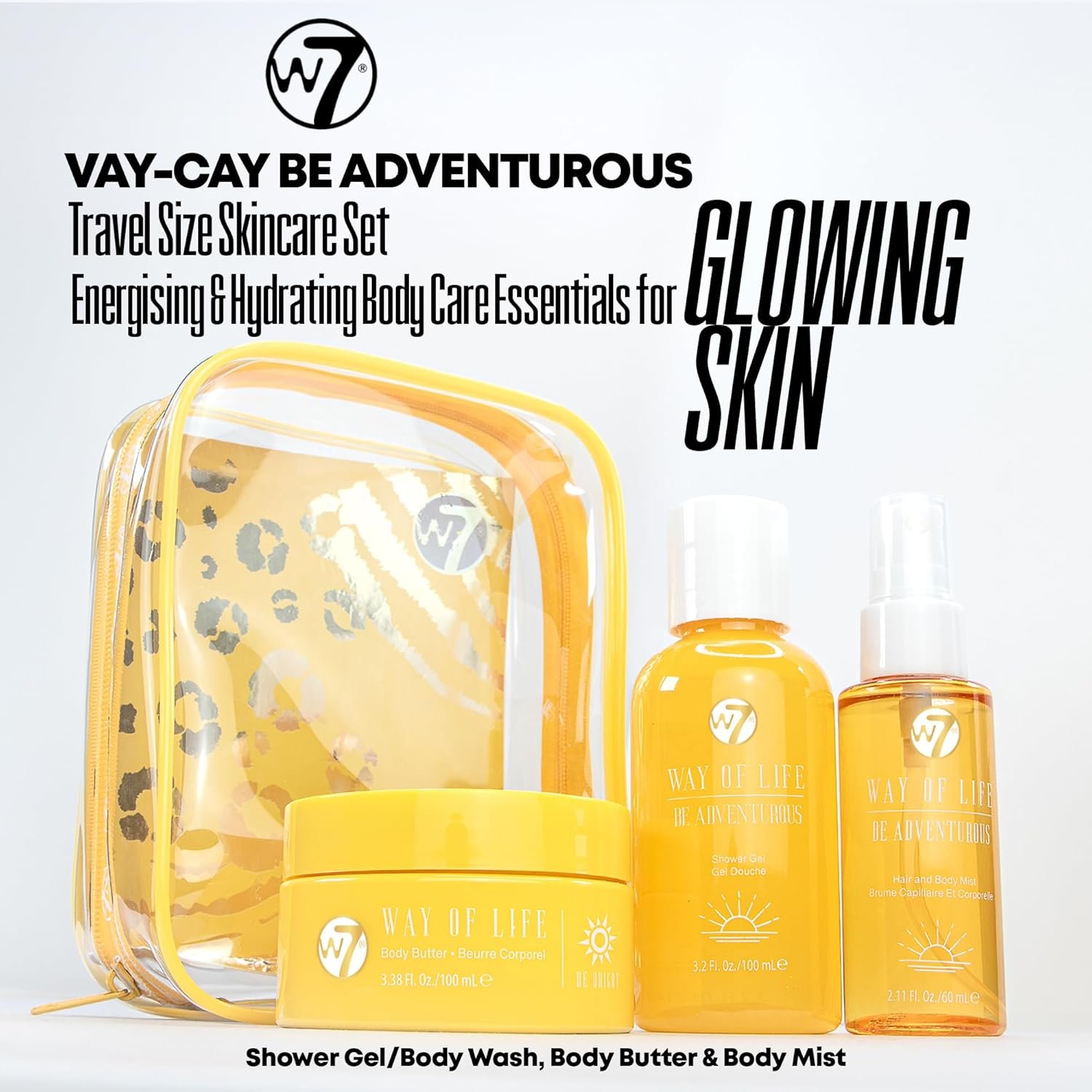 W7 VAY-CAY Be Adventurous - Travel Size Skincare Set | Hand Luggage Essentials: Shower Gel & Body Wash, Body Butter & Body Mist | Energising & Hydrating Body Care for Radiant Skin - Image 2