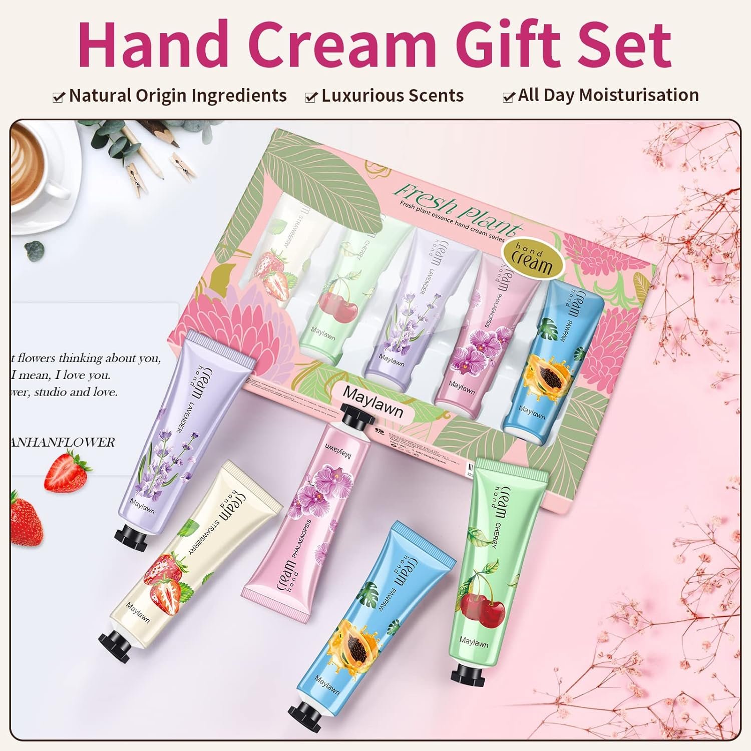 Maylawn Hand Cream, 5 x 30ml, Hand Cream Gift Sets, Pack of 5, Vegan Friendly and Cruelty Free, Perfect for Birthday Mothers day Gifts idea For Her/Him - Image 2